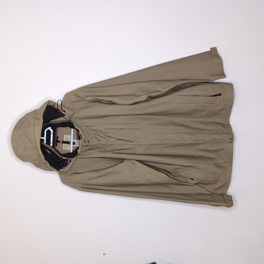 L.L.Bean khaki Detachable Hooded Tall Man Lined Rain Jacket   Tall Size XXL